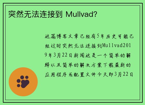 突然无法连接到 Mullvad？ 